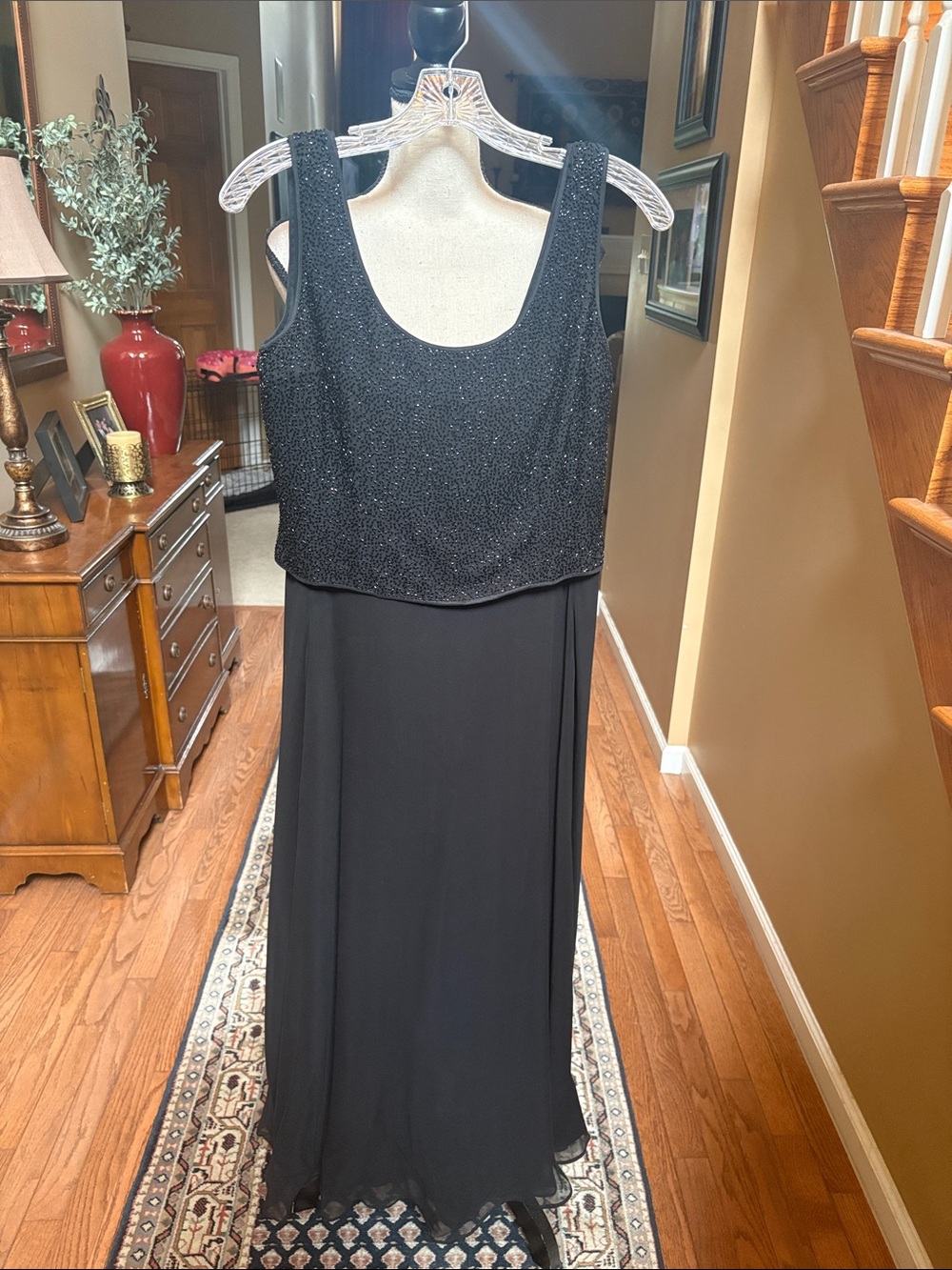 Bieff Basix Black Sleeveless Beaded Evening Dress